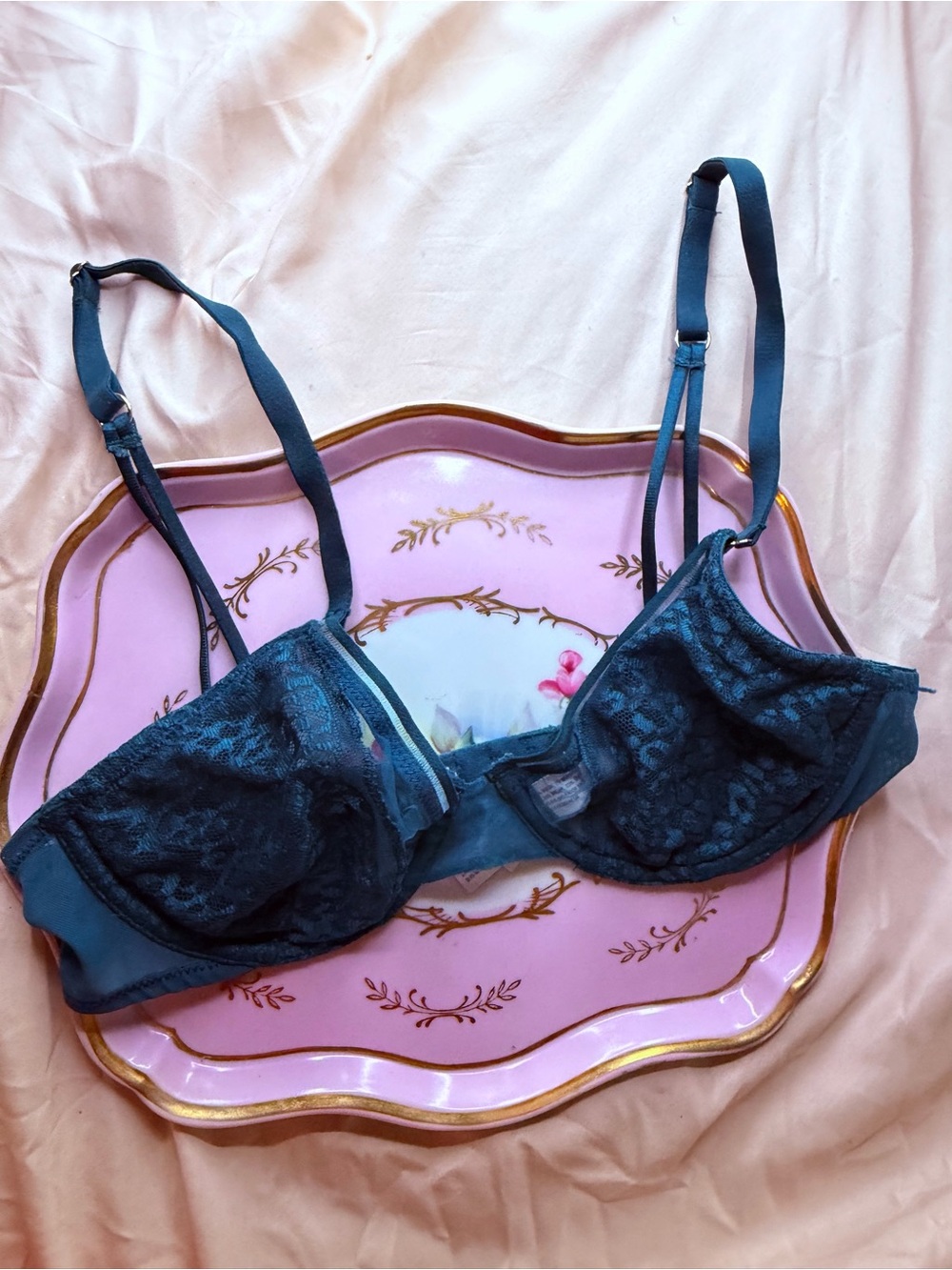 Auden Teal Lace Underwire Bra with Adjustable Straps